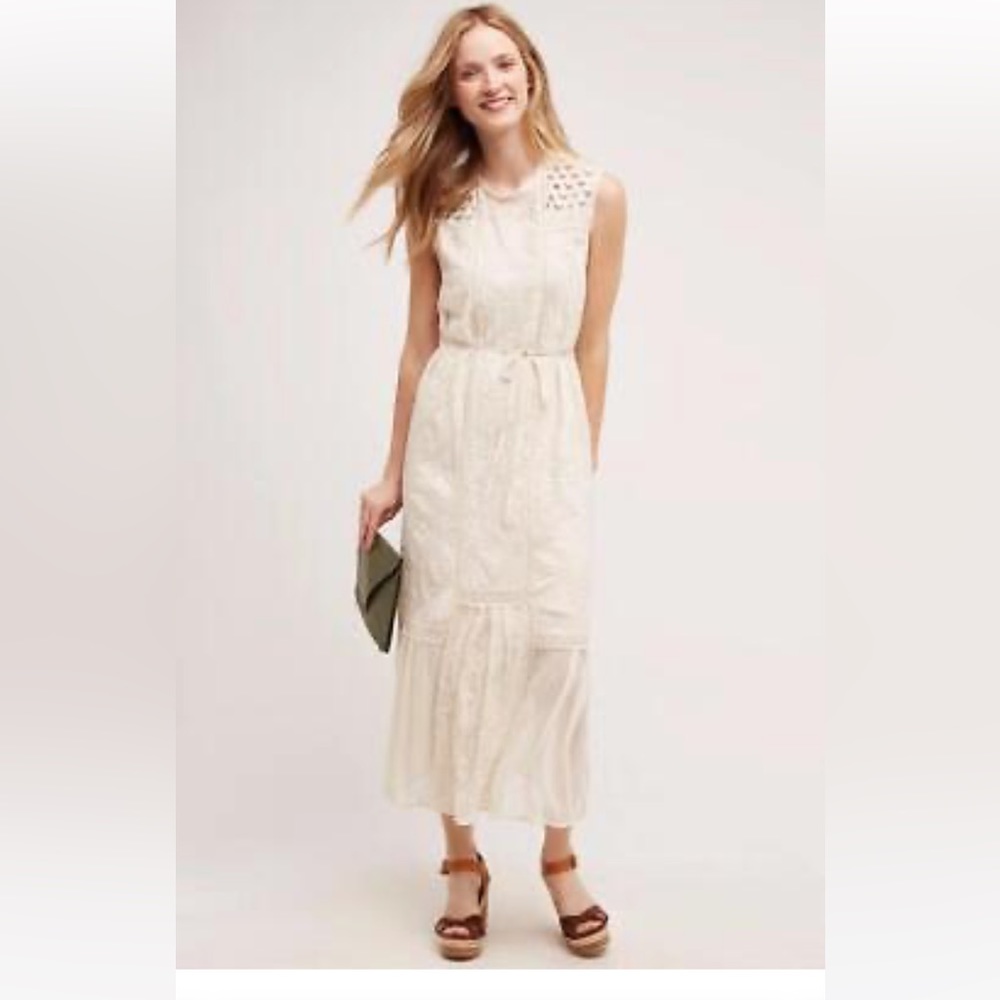 Anthropologie Tiny Marguerite Ivory Midi Dress